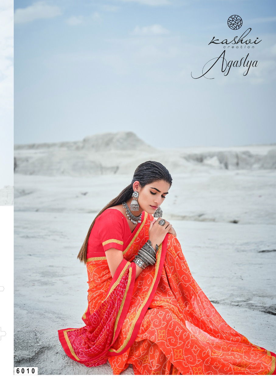  Kashvi Agastya Silk Latest Designer Casual Wear Georgette With Fancy Less Printed Saree Collection
